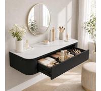 Corner Makeup Vanity, Floating Dressing Table, Wall Mounted Vanity Desk | Centered Mounting Adapts To Corners, Straight Walls And Varied Room Layouts.(M-Black,23.6"/60cm)