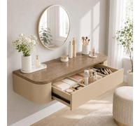 Corner Makeup Vanity, Floating Dressing Table, Wall Mounted Vanity Desk | Centered Mounting Adapts To Corners, Straight Walls And Varied Room Layouts.(Oak Khaki,23.6"/60cm)