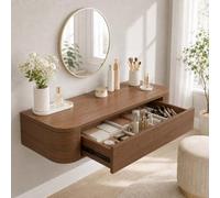 Corner Makeup Vanity, Floating Dressing Table, Wall Mounted Vanity Desk | Centered Mounting Adapts To Corners, Straight Walls And Varied Room Layouts.(Walnut,23.6"/60cm)