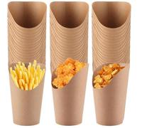 Cornets à frites - 100 pièces - Papier kraft - 12 oz - Gobelets gaufrés