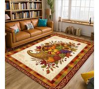 Cornucopia Tapis traditionnel rustique à poils courts en éponge pour salon, chambre à coucher, nouvelle maison, salle à manger, 1,5 x 2,1 m Marron
