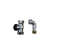 Heimeier Corps de vanne thermostatique standard 2206-02.000 Rp 2000 /2xR 2000 /2, droit, bronze, nickelé, avec raccord coudé