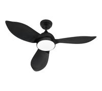 Farelek Corsica - Ventilateur de plafond avec éclairage LED, diamètre 116 cm, 70 W, 3 pales noires, télécommande, lumière réglable 1500 lm (blanc chaud à froid)