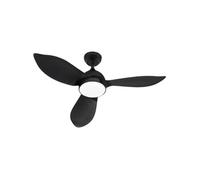 Farelek Corsica - Ventilateur de plafond avec éclairage LED, diamètre 116 cm, 70 W, 3 pales noires, télécommande, lumière réglable 1500 lm (blanc chaud à froid)