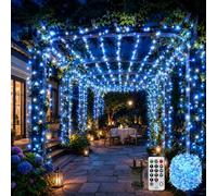 CORST 100m 600LED Longue Guirlande Lumineuse Extérieure Jardin Guirlande Lumineuse Extérieur Arbre Lumières Alimentation Secteur Étanche avec Télécommande et Minuterie Décor (Bleu + Blanc)
