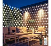 CORST Filet Lumineux d'Extérieur Solaire de Noël, 6 x 2 m, Maille Étanche Avec 8 Modes de Minuterie Pour Décoration de Tonnelle et Sapin, Blanc