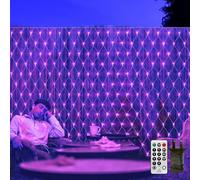 CORST Filet lumineux UV pour l'extérieur - 3 x 2 m - 200 LED - Avec prise - Lumière noire UV - Avec télécommande - Lumière noire ultra violette étanche pour club DJ