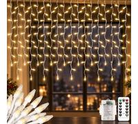 CORST Guirlande lumineuse extérieure en forme de stalactites de 3 m x 1 m pour Noël, alimentée par piles, forme de diamant, rideau de fond LED suspendu pour les gouttières de la pièce, éclairage mural