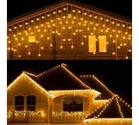 CORST Guirlande Lumineuse noel 3 m, Guirlande Lumineuse Exterieur Noel, lumières de rideau à piles 140LEDs imperméables pour Sapin de Noël Fête Jardin Mariage etc (Blanc chaud)