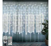 CORST Lumières de Noël en forme de stalactites de 6 m x 1 m, lumières d'extérieur à brancher, 300 LED en forme de diamant pour toit, gouttière, étanche, connectable, télécommande pour maison de Noël