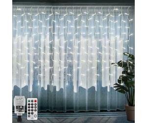 CORST Lumières de Noël en forme de stalactites de 6 m x 1 m, lumières d'extérieur à brancher, 300 LED en forme de diamant pour toit, gouttière, étanche, connectable, télécommande pour maison de Noël