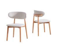 CORTE - Lot de 2 chaises tissu beige et pieds bois Beige