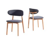 CORTE - Lot de 2 chaises tissu gris et pieds bois Gris