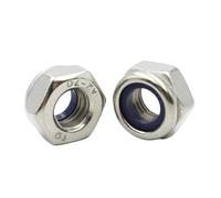 Cortnn Écrou Hexagonal Antidérapant en Nylon, Acier Inoxydable 304, Autobloquant, Anti-desserrage, M2 .5 M3 M4 M5 M6 M8 M10 M12 M14 M16, À 50 Pièces(M3 (50pcs))