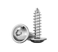 Cortnn Robinet À Tête Ronde en Acier Inoxydable 304, Douille Hexagonale Lavée, Vis Autotaraudeuse avec Collier, Parapluie Champignon Bois, 5 50 Pièces(50mm,M6 (10Pcs))