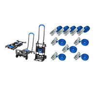 COSCO Chariot Charge 135kg Multi-Position Pliant Transport Diable (Bleu) & Amazon Basics Lot de 10 Sangles d’arrimage à cliquet, Longueur 6 m, largueur 25 mm, capacité d’arrimage 800 kg