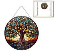 Cosiesnest Attrape-soleil, 20 x 20 cm, grand pendentif avec effet verre coloré, cordon doré, lanterne solaire de style bohème avec chaîne et crochet, décoration à suspendre pour jardin, balcon, salon