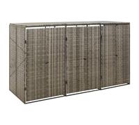 Cosisti Abri Poubelle exterieurtriple Conteneur pour 3 poubelles Abri pour Poubelle Triple Boîte de Rangement en rotin Résine tressée-Gris-3 poubelles