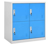 Cosisti Armoire Métallique à Casiers Armoire de Rangement Metall Armoire à Casiers Verrouillables vestiaire Metallique casier de Rangement casier vestiaire-Gris Clair et Bleu-avec 4 casiers/1x