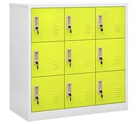 Cosisti Armoire Métallique à Casiers Armoire de Rangement Metall Armoire à Casiers Verrouillables vestiaire Metallique casier de Rangement casier vestiaire-Gris Clair et Vert-avec 9 casiers/1x