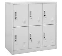Cosisti Armoire Métallique Vestiaire avec 6 Casiers Verrouillables - Armoire de Rangement en Métal - Gris Clair