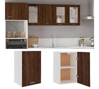 Cosisti Armoire Suspendue de Cuisine - Meuble Haut Mural de Rangement Avec Casiers - Chêne Marron - 40 cm