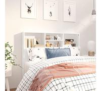 Cosisti tête de lit avec Rangement têtes de lit pour Adulte Bois Rangement supplémentaire Design contemporain-Blanc-120x19x103,5 cm