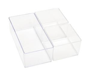 COSMETIC CLUB Organisateur Cosmétique Modulable 3 Pièces Transparent 15 cm | Plastique, organisateur cosmétique, modulable 3 pièces, rangement maquillage, design élégant, empilable, transparent, 15 cm