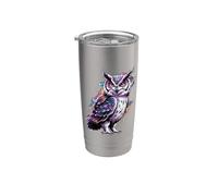 Cosmic Abstract Art Hibou Hiboux Gobelet isotherme en acier inoxydable double paroi