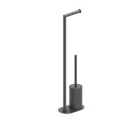 COSMIC Architect SP Base Porte-Rouleaux avec Balayette Intégrée pour Salle de Bain. Support de Sol pour Papier Hygiénique avec Balayette de Salle de Bain en Acier Inoxydable, Noire Mate