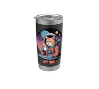 Cosmic Coffee Cat Astronaute Retro Space - Vintage Galaxy Gobelet isotherme en acier inoxydable double paroi