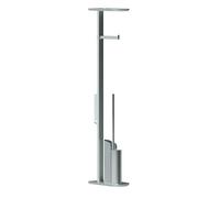 COSMIC Flat Porte-Papier Toilette à Base Plate avec Brosse de Toilette Ultra-Fine Intégrée pour Salle de Bain. Porte-Papier Toilette Autoportant avec Brosse de Toilette en Silicone, de Couleur Chrome