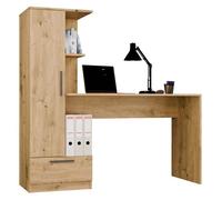 COSMO - Ensemble bureau chêne artisan avec 6 étagères, 1 tiroir et 1 porte