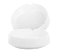 COSMOBETTY Cendrier Rond en Plastique Blanc Imitation Porcelaine 2 Pièces Antichute pour Fumeurs à Usage Extérieur et Intérieur