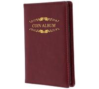 COSMOBETTY Organisateur de Pièces Commémoratives Élégant en PU et PVC Marron, Album pour Collection de Monnaies, Stockage Sécurisé de 120 Pièces, Résistant et Pratique