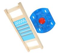 COSMOBETTY Râpe à Légumes Manuelle Râpe à Légumes Pratique en Acier Inoxydable Plastique et Bois Coupe-pommes de Terre avec Support de Sécurité Compacte Cuisine