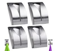 Cosmpeak Attache Torchon Mural 4 Pcs Inox Cuisine AdhéSif Patère Autocollant Torchons Crochet Porte Autocollante Acier Pour Serviettes de Bain Tabliers (5 X 7.5 cm)