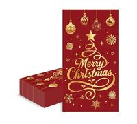 COSORO 40x33cm Noël Serviettes en Papier Jetables,20 Pièces Doux Serviette Rouge Or Recyclable Vaisselle Jetable Décoration de Table Cocktail Dîner,Serviette pour Fournitures Fête de Noël