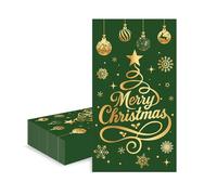 COSORO 40x33cm Noël Serviettes en Papier Jetables,20 Pièces Doux Serviette Vert Or Recyclable Vaisselle Jetable Décoration de Table Cocktail Dîner,Serviette pour Fournitures Fête de Noël