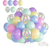 COSORO Kit Ballon Anniversaire,60 Pièces Ballons Rose Bleu Vert Violet,12 Pouces Ballon Helium Gonflable Ballons Latex Épais Confettis pour Decoration Anniversaire Fête de Baby Shower Mariage