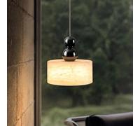COSRUB Suspension Albâtre, Mini Cylindre LED Lampe Suspendue Chevet | Luminaire Suspendu Marbre Naturel Moderne CCT Lustre Minimaliste Éclairage Intérieur pour Entrée Salon(3000K)