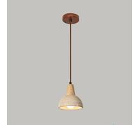 COSRUB Suspension Luminaire Travertin Jaune Nordique, Lampe Suspendue Demi Sphère Pierre avec Accent Bois Japonais Crème Lustre Mini pour Chambre Chevet Salon