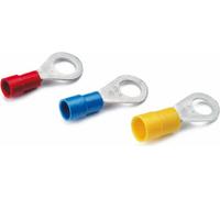 Cosses à sertir isolées, en cuivre, en forme d'anneau, isolées, DIN 46237 - 0,5-1 mm² M4, rouges, (paquet de 100 pièces)