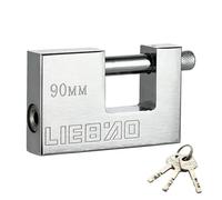 Cosswe 90 Cadenas sécurisé ultra-résistant 3 clés [Acier inoxydable] Anse 12 mm Anse Résistante aux Coupures Antivol de Sécurité pour Conteneur, Portail, Remorque Attelée