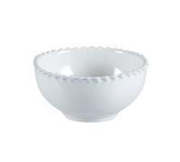 Costa Nova bol à soupe et céréales Pearl: Bol en grès fin, glaçure brillante avec bord perlé peint à la main, empilable, compatible lave-vaisselle, four, micro-ondes et congélateur, blanc, Ø 16,5 cm