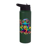 Costume de grenouille hippie tie-dye, fête des années 60 et 70, signe de la paix Stainless Steel Insulated Water Bottle