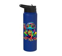 Costume de grenouille hippie tie-dye, fête des années 60 et 70, signe de la paix Stainless Steel Insulated Water Bottle