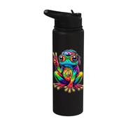 Costume de grenouille hippie tie-dye, fête des années 60 et 70, signe de la paix Stainless Steel Insulated Water Bottle