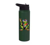Costume de grenouille hippie tie-dye, signe de la paix, fête des années 60 et années 70 Stainless Steel Insulated Water Bottle