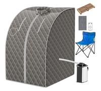 COSTWAY 1000W Cabine de Sauna Portable à Vapeur Capacité 3L avec Fonction d'atomisation, Télécommande, Synchronisation, Gris